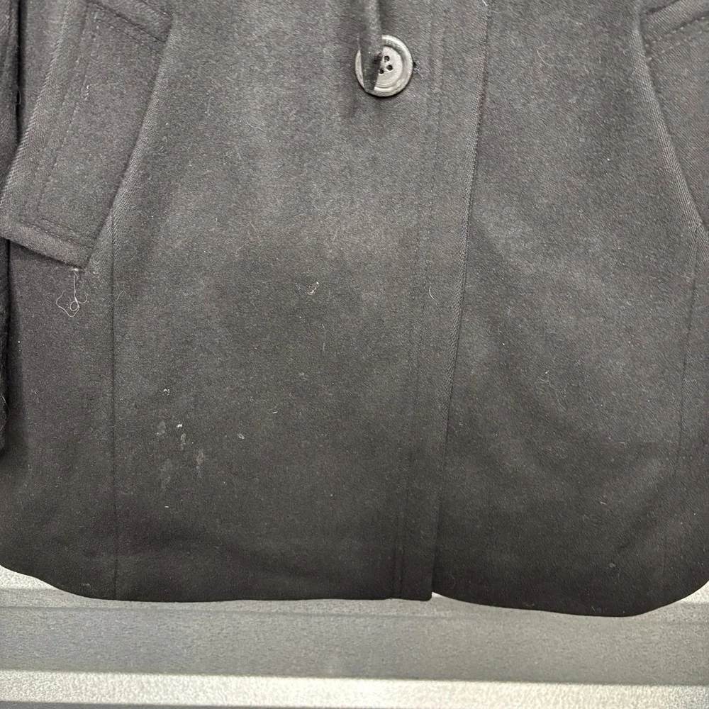 J Crew Mens Black Wool Blend Button Up Funnel Neck Coat **NO SIZE**